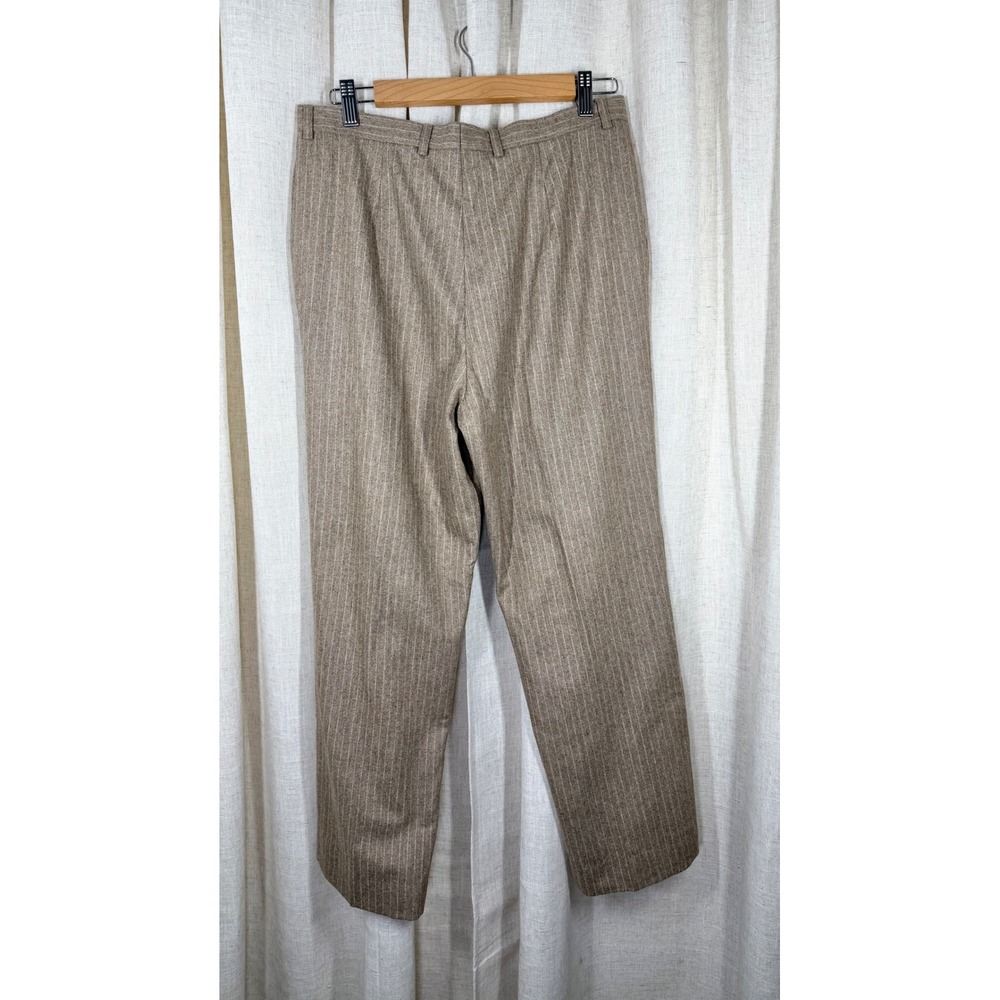 ESCADA Vintage Beige Pinstripe Pure New Wool High Rise Straight Leg Trousers, 30 - Picture 4 of 8